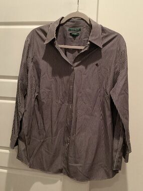 Lauren Ralph Lauren WOMen’s Black and White Pinstripe Dress Shirt